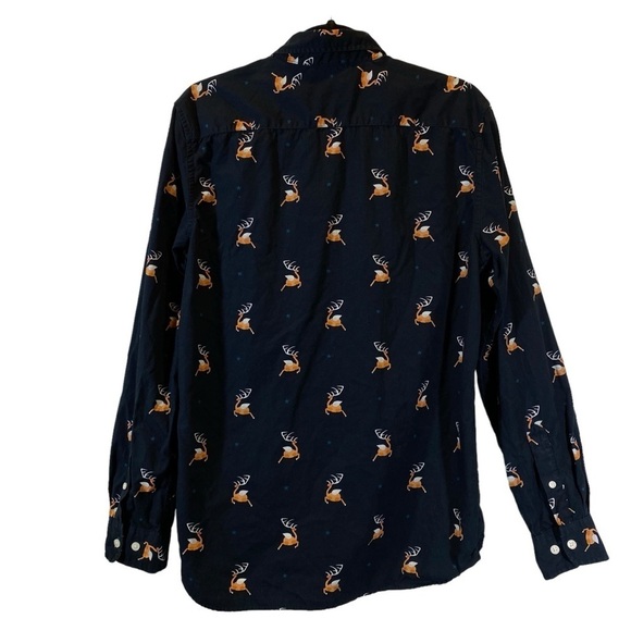 Denim & Flower Slim Fit Premium cotton Deer Print Men's Button Up Shirt Size M - Picture 3 of 8